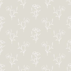 Pastel wildflowers - medium scale - soft gray