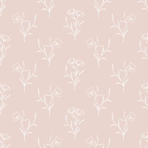 Pastel wildflowers - medium scale - soft dusty pink