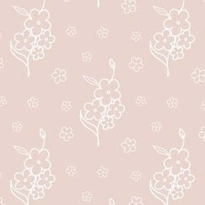 Pastel meadow wildflowers - medium scale - soft dusty pink