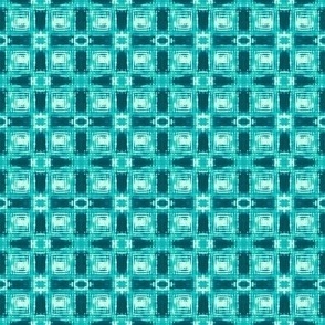 Shibori Plaid turquoise and teal small