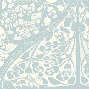 28" Arabesque William Morris Inspired pale dusty blue and ivory pattern by Audrey Jeanne