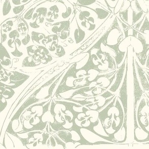28" Arabesque William Morris Inspired sage green and ivory pattern by Audrey Jeanne