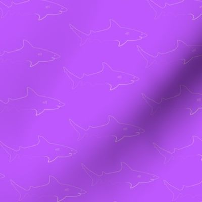 Bull Shark line drawing in bright purple, perfect for coordinating fabric, sheets, bedding, pillows, with wild Neon Bull Shark prints in this collection, medium scale print perfect for ocean theme decor, or swim wear and beach gear   