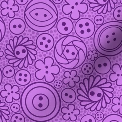 M – Retro Buttons – Purple – Decorative haberdashery sewing room supplies