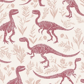Dinosaurs in spring in pink L