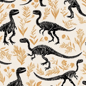 Dinosaurs in spring in yellow and black L