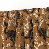 Dinosaurs in spring in terracotta and beige L