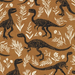 Dinosaurs in spring in terracotta and beige L