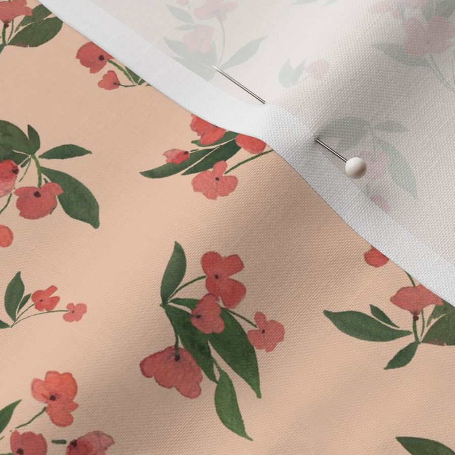 Touch of Spring - Peach Floral Tossed Light Peach