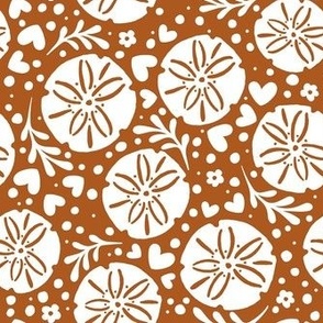 Smaller Scale Sand Dollars White on Sunset Brown