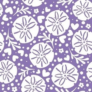 Smaller Scale Sand Dollars White on Violet