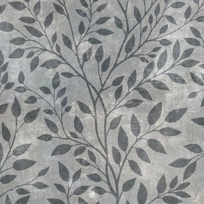 Elegant Botanical Pattern, Dark Leaves, 27" x 27", XXL