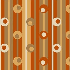 wonky polka dots on stripes, rust, apricot, brown, cream, contemporary, geometric, modern