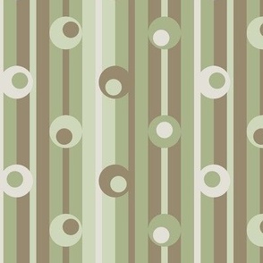 wonky polka dots on stripes, sage green, brown, cream, modern, contemporary, geometric