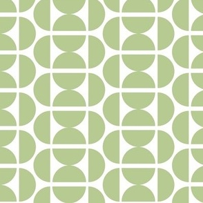 Half Circles Staggered Sage on White