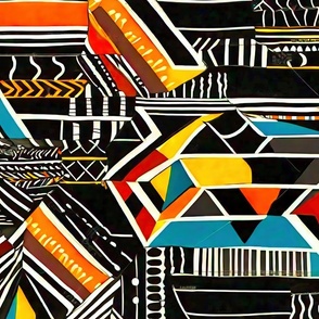 Geometric african design on black background