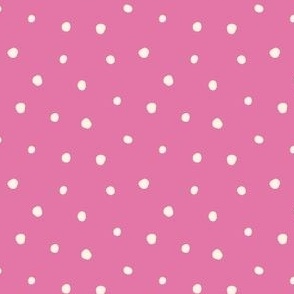 Hand drawn white dots on hot pink, easter polka dots