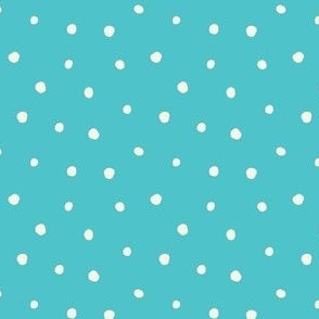 Hand drawn white dots on bright blue, easter polka dots