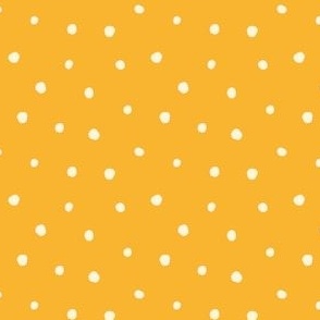 S. Hand drawn white dots on bright  yellow, easter polka dots