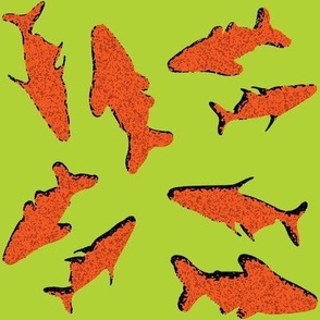 Sharks Above Lime and Orange