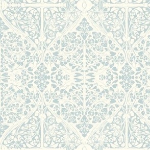 9" Arabesque William Morris Inspired French blue on ivory pattern by Audrey Jeanne