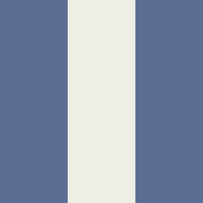 Broad Vertical Awning Cabana Stripes in Slate Blue and Eggshell White - 6 inch stripes six beach