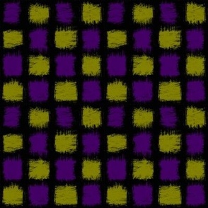 Grunge Grid Checker Olive Green and Dark Purple