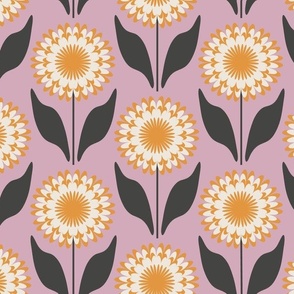 Medium // Emme: Bold Geometric Zinnia Flower - Lavender & Orange
