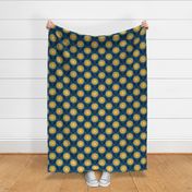 Medium // Emme: Bold Geometric Zinnia Flower - Blue & Yellow