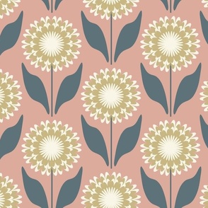 Medium // Emme: Bold Geometric Zinnia Flower - Pink & Gray

