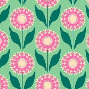Medium // Emme: Bold Geometric Zinnia Flower - Mint Green & Bright Pink
