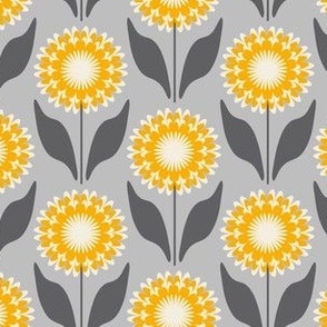 Small // Emme: Bold Geometric Zinnia Flower - Gray & Yellow