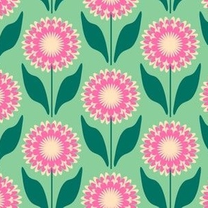 Small // Emme: Bold Geometric Zinnia Flower - Mint Green & Bright Pink