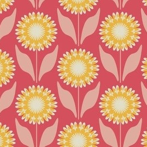 Small // Emme: Bold Geometric Zinnia Flower - Hot Pink & Yellow