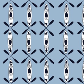 Kayaks and Oars Criss Cross Sports Pattern