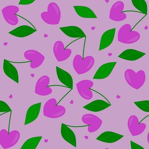 purple heart shape cherries valentines
