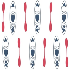 Lakeside Kayaks and Oars Red White and Blue