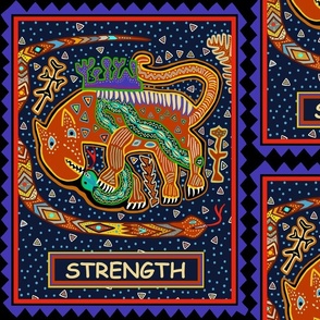 Tarot Card "Strength" - Black Red Blue Yellow Orange - 14" x 18" repeat - Design 16693393