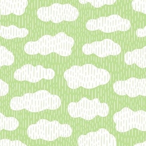 M / Spring Rain Clouds on Bright Green
