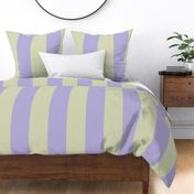 Broad Vertical Awning Cabana Stripes in lilac purple and soft sage green  - 6 inch stripes six inch pastel