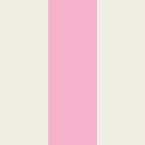 Broad Vertical Awning Cabana Stripes in Eggshell White and Pink - 6 inch stripes six inch