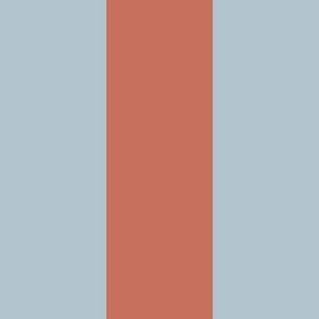 Broad Vertical Awning Cabana Stripes in Burnt Orange and Dusky Robin Blue - 6 inch stripes six inch