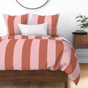 Broad Vertical Awning Cabana Stripes in Terracotta Burnt Orange and Pink - 6 inch stripes six inch