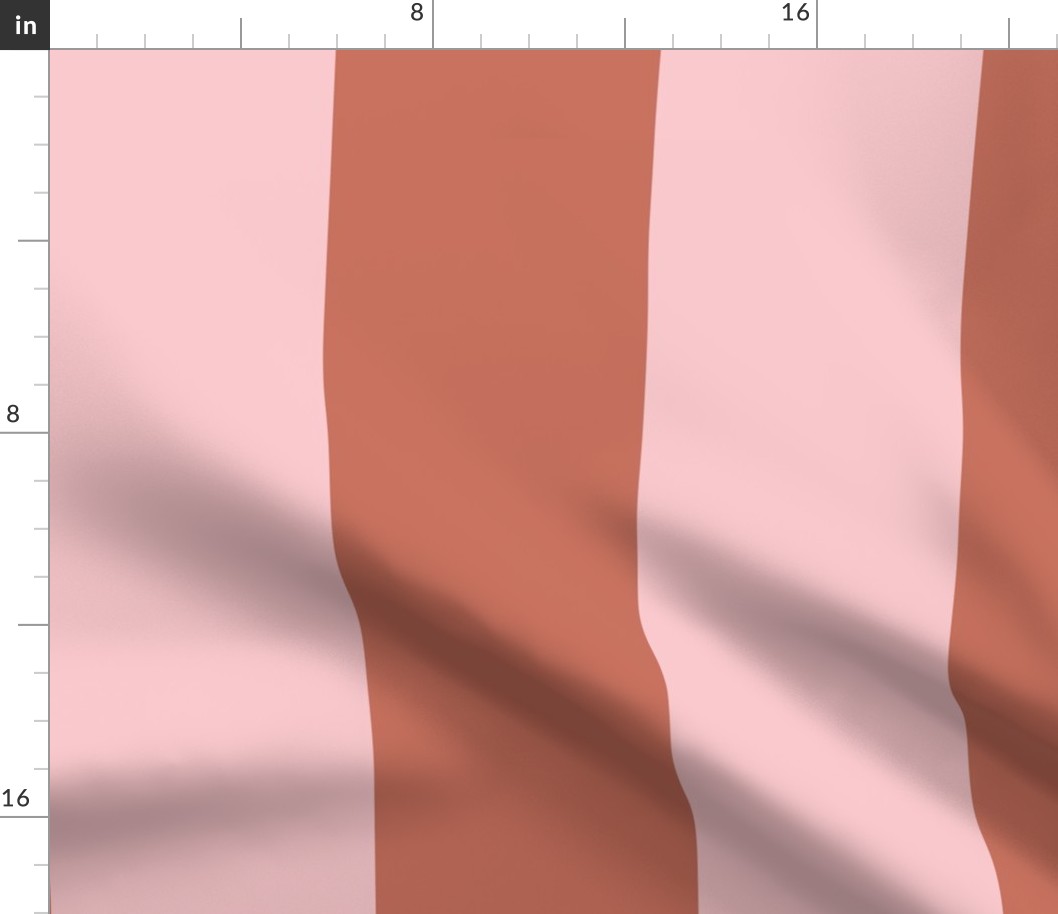 Broad Vertical Awning Cabana Stripes in Terracotta Burnt Orange and Pink - 6 inch stripes six inch