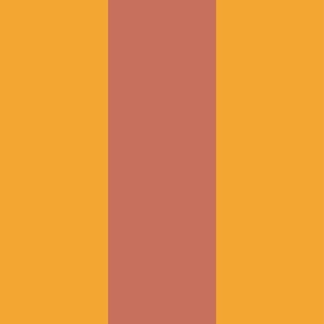 Broad Vertical Awning Cabana Stripes in bright Yellow and Terracotta Brown Orange - 6 inch stripes six inch