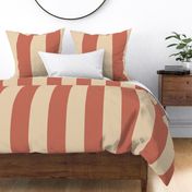 Broad Vertical Awning Cabana Stripes in Terracotta Burnt Orange and Taupe Tan Brown - 6 inch stripes six inch