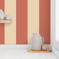 Broad Vertical Awning Cabana Stripes in Terracotta Burnt Orange and Taupe Tan Brown - 6 inch stripes six inch