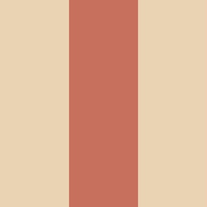 Broad Vertical Awning Cabana Stripes in Terracotta Burnt Orange and Taupe Tan Brown - 6 inch stripes six inch