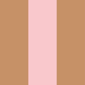 Broad Vertical Awning Cabana Stripes in Taupe tan Brown and Pink - 6 inch stripes six inch