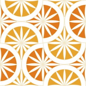 Citrus Slice Scallop / Art Deco / Geometric / Marigold Orange / Large
